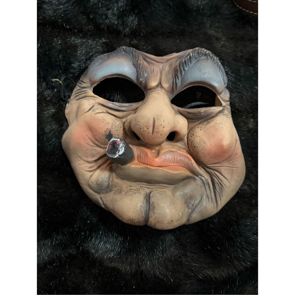 Halloween mobster Vintage  Don Post Half Mask With Cigar
